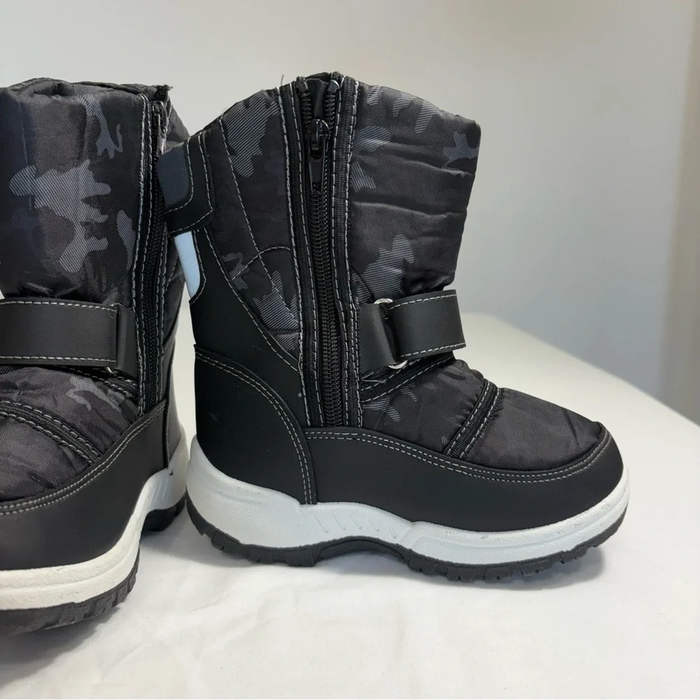 K KomForMe Toddler Snow Rain Boots Waterproof Black Camo Size 6‎